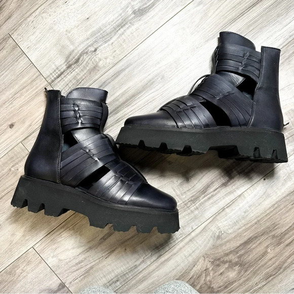 Free People Hydra Huarache Lug Boots - Black - Picture 5 of 12